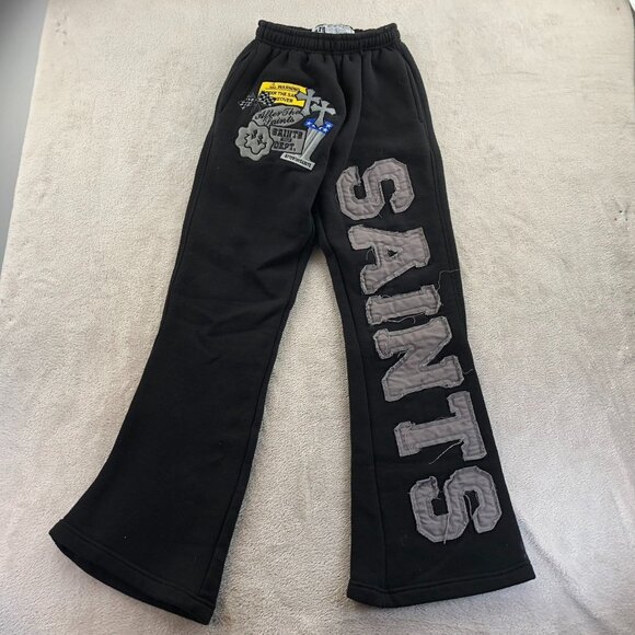 After The Saints Womens Sweatpants Size XS Black Pull On Streetwear Bootcut Y2K - Picture 10 of 11